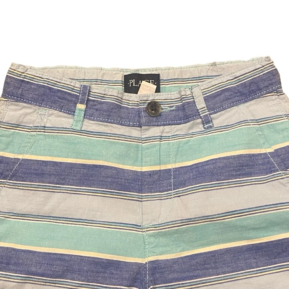 Childrens Place Boys Blue Striped‎ Shorts Size 7 Adjustable Waist